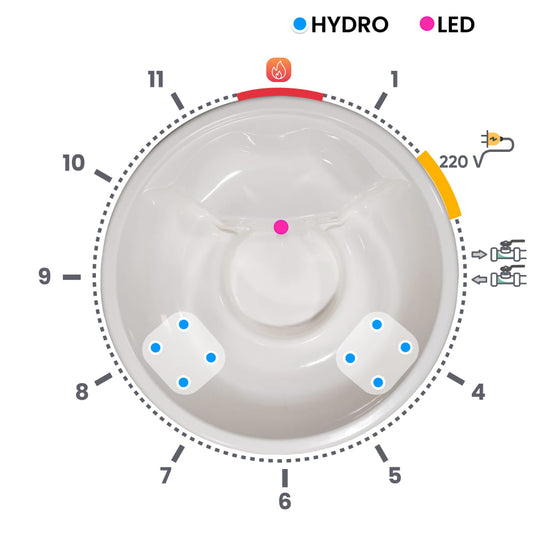 Koupací sud Ecoline s 8 hydromasážními tryskami a LED osvětlením