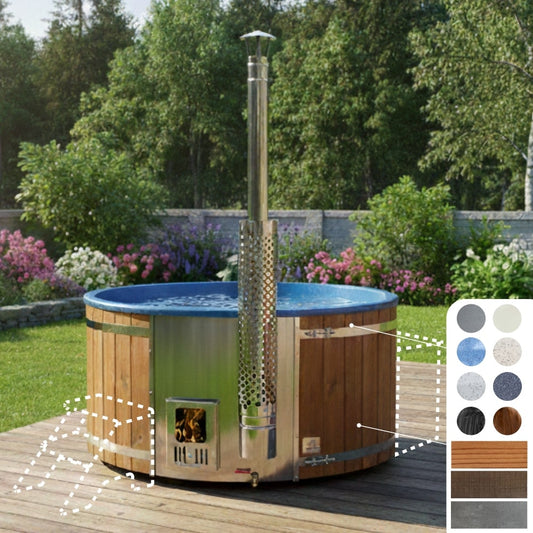 4-6 seater Configure Wood Fired Hot Tub with integrated stainless steel heater and chimney