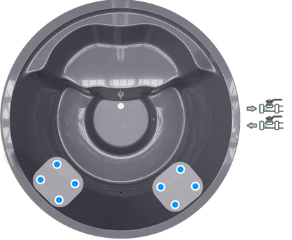 A gray tub insert showing the layout of the hydro sprayer