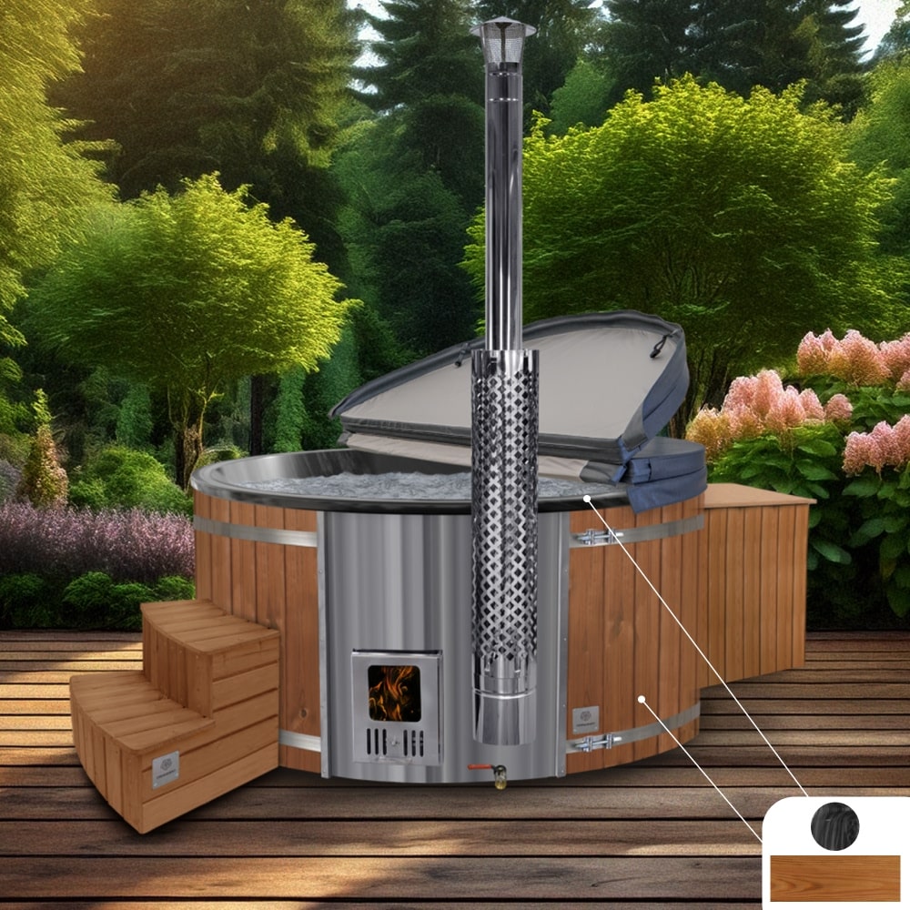 Premium Round Hot Tub with Premium Sand Filter + UV-C + 3kW | Best configuration | Marble black 4-6 | Pre-configured | Intagrated AISI 316