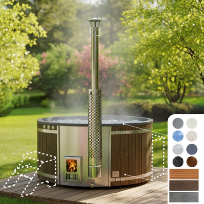 Kulatý koupací sud | Mramorové barvy | Pro 6-8 osob | Konfigurovatelný