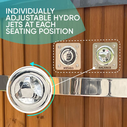 Premium Whirlpool mit Holzofen – 28 Hydro-Jets, Innenofen Horizon | Für 4-8 Personen