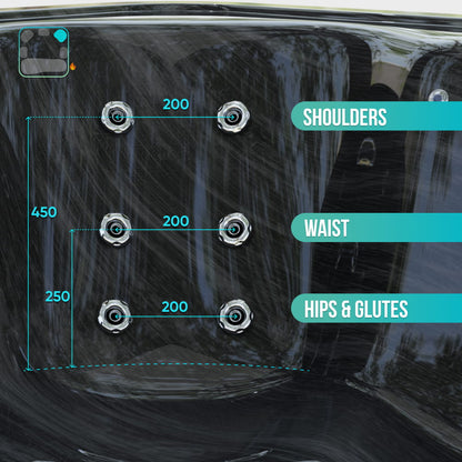 Premium Square Wood-Fired Hot Tub with 34 Hydro Jets & Reclining Lounger – Seats 6