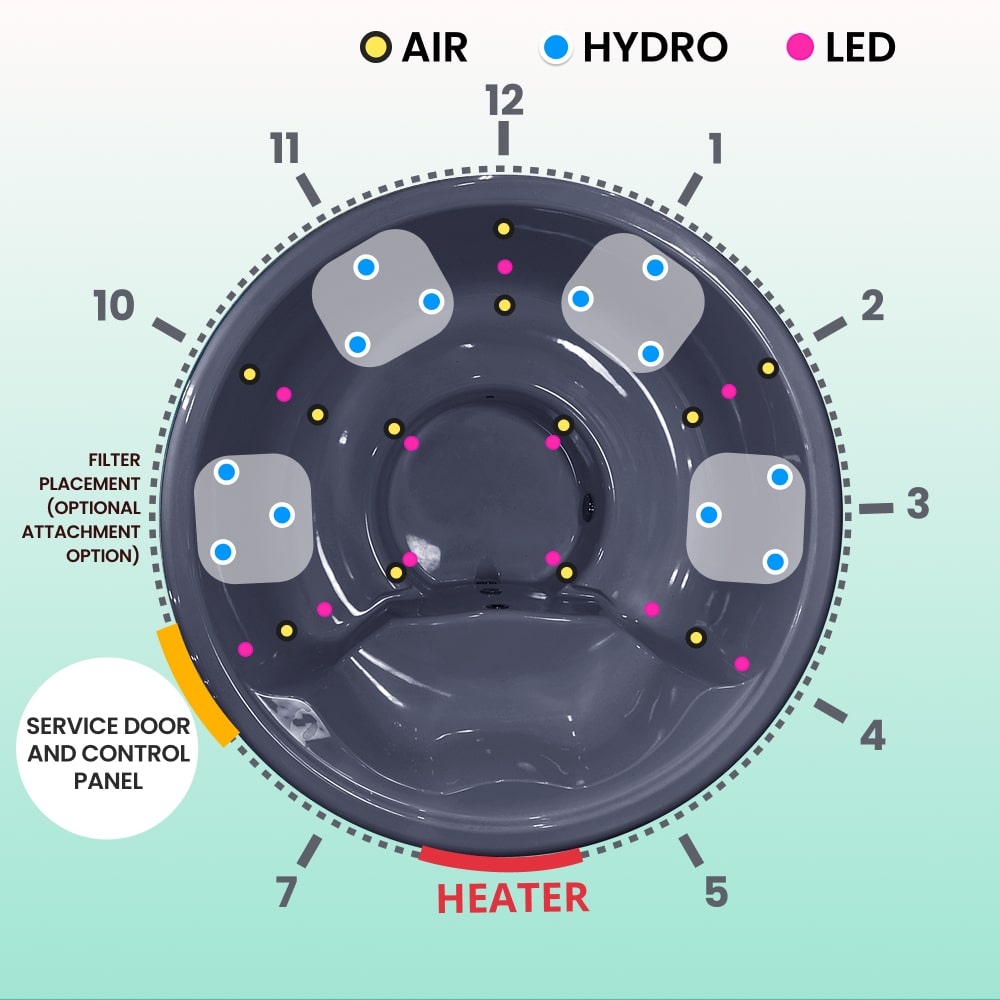 Special Offer - Wood Fired Hot Tub | 12 hydro & 12 air jets | Grey fibreglass insert | for 4-6 Persons | Pre-configured