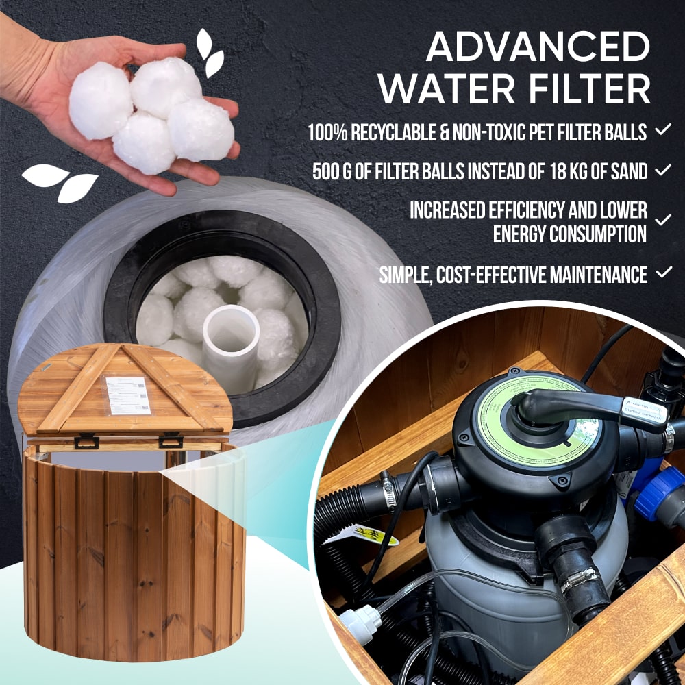 Wood Fired Hot Tub with Verta heater & Sand Filter with round box