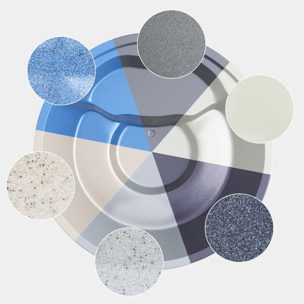 Barevné varianty sklolaminátových vložek pro koupací sudy