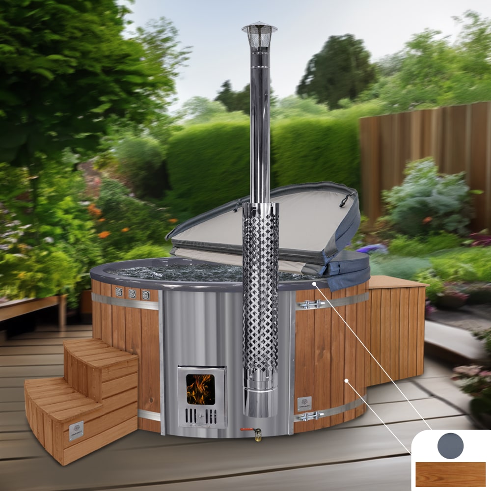CZ Round Hot Tub with Sand Filter + UV-C  | Metallic grey | AISI 316