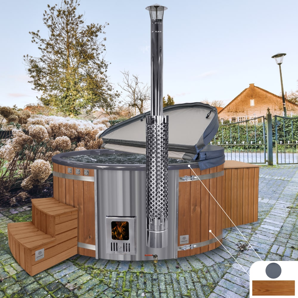Special offer - Premium Round Hot Tub with Sand Filter + UV-C | Comfort | Grey 4-6 | Pre-configured | Intagrated AISI 316