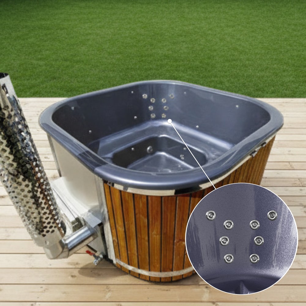 Čtvercový koupací sud se 28 hydromasážními tryskami | Prémiová písková filtrace | Horizon kamna | Pro 4-8 osoby