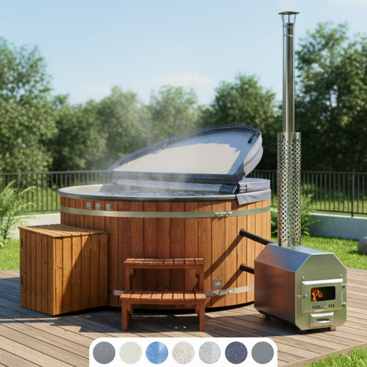 Prémiový filtrační systém koupací sud | externí kamna | 24 hydromasážních trysek | pro 4–8 osob | AISI 316