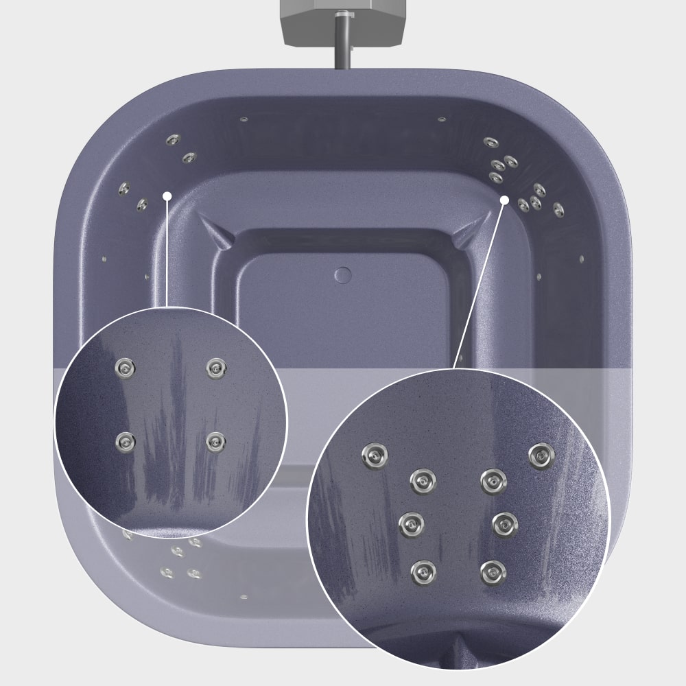Čtvercový koupací sud se 28 hydromasážními tryskami – cílená hydromasáž | Prémiová písková filtrace | Pro 4-8 osoby 