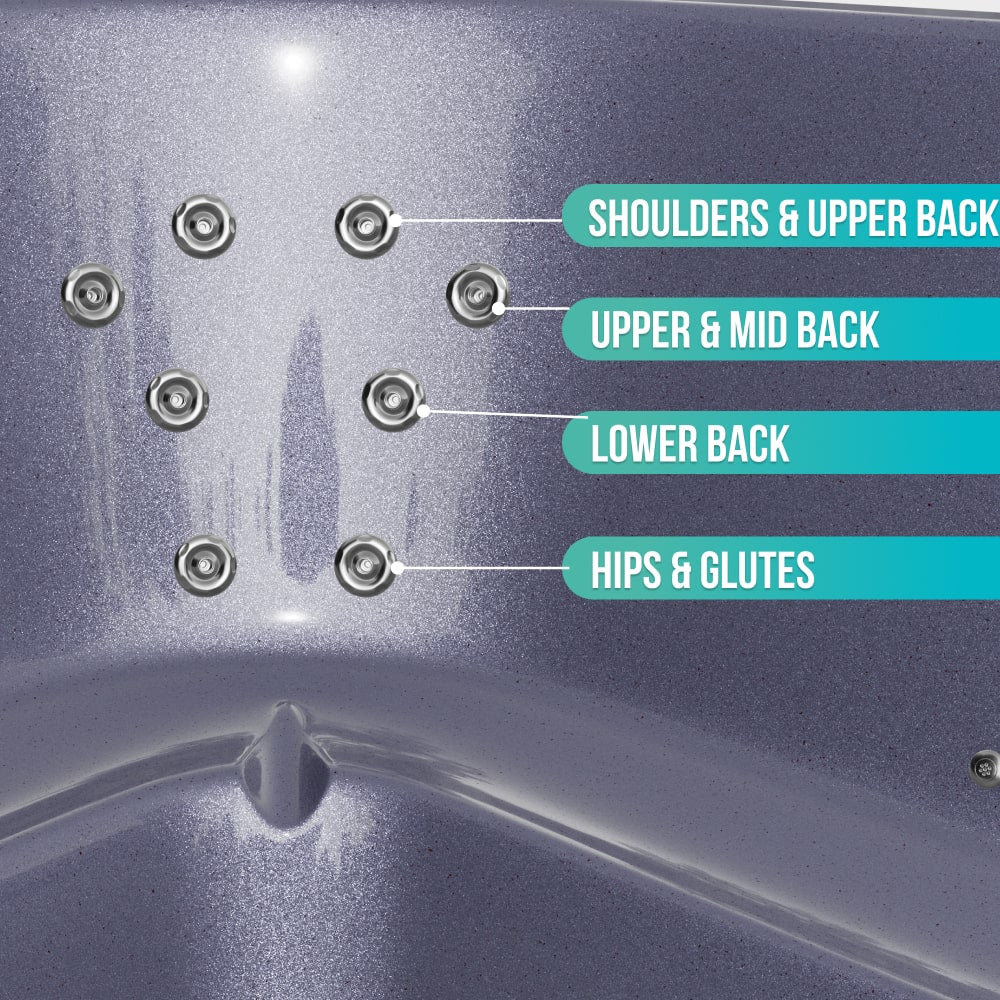 Čtvercový koupací sud se 28 hydromasážními tryskami | Prémiová písková filtrace | Horizon kamna | Pro 4-8 osoby