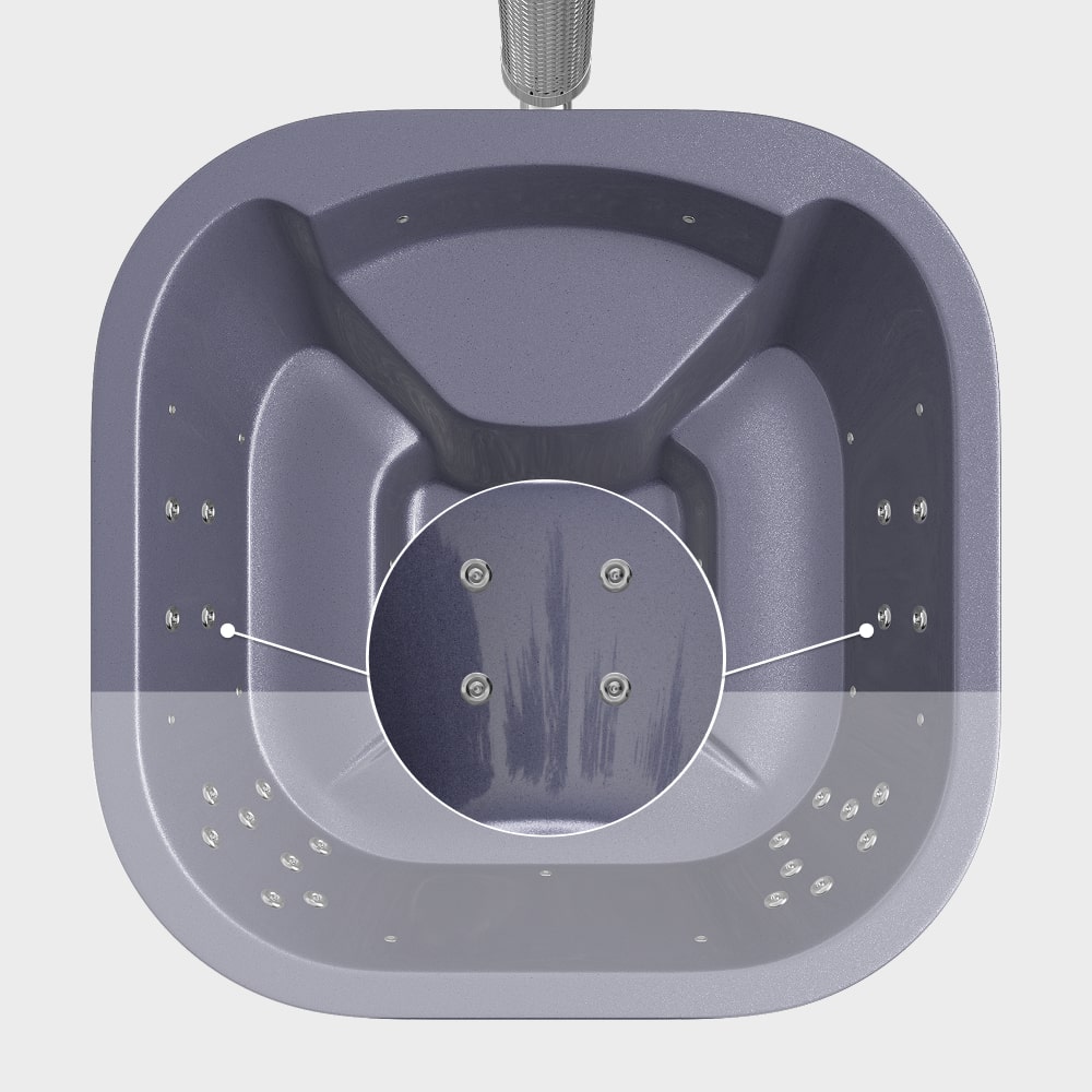 Čtvercový koupací sud se 24 hydromasážními tryskami – cílená hydromasáž | Pro 4–6 osoby | Prémiová písková filtrace