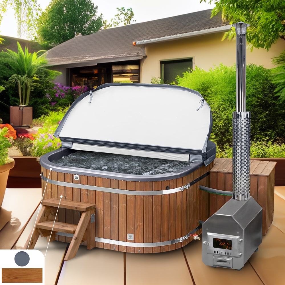 Special Offer - Premium Square Hot Tub with Sand Filter | Comfort | Metallic grey 6-8 | Pre-configured | External AISI 304
