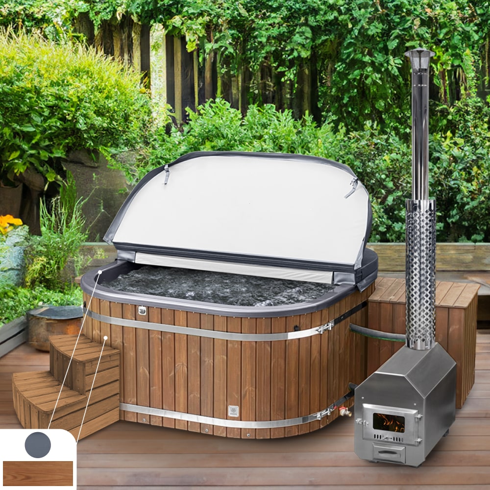 Premium Square Hot Tub with Premium Sand Filter | Best-configuration | Metallic Grey 6-8 | Pre-configured | External AISI 316