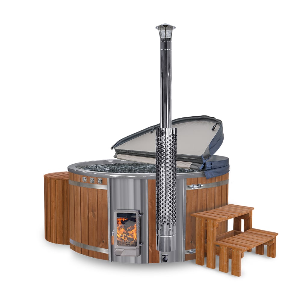 Launch Offer | Verta™ Stove | Wood Fired Hot Tub with Premium Sand Filter + UV-C + 3kW | 4-6 People | Pre-configured | Integrated AISI 316