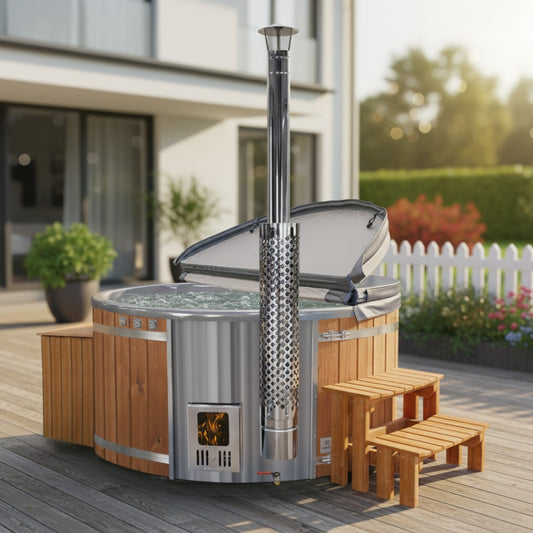 Super nabídka koupací sud | integrovaná kamna | písková filtrace s UV-C lampou | 16 hydromasážních trysek | pro 4–6 osob