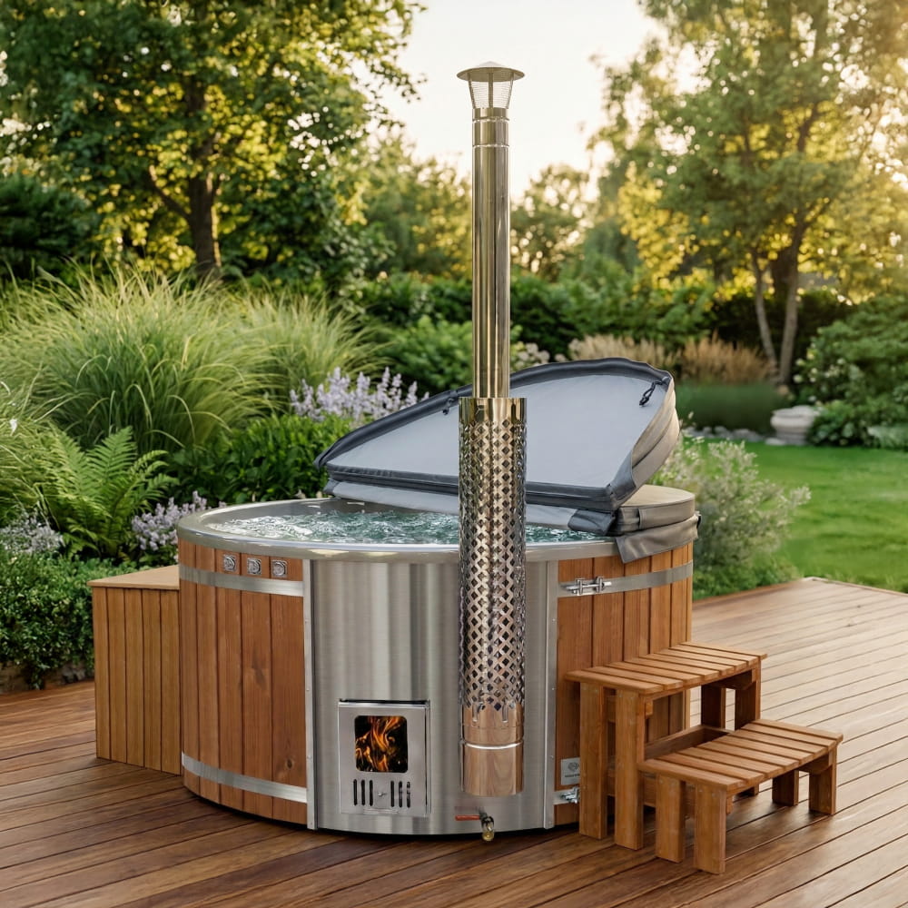 Koupací sud s pískovým filtrem a UV-C zářením, vodními tryskami a LED diodami | pro 4–6 osob