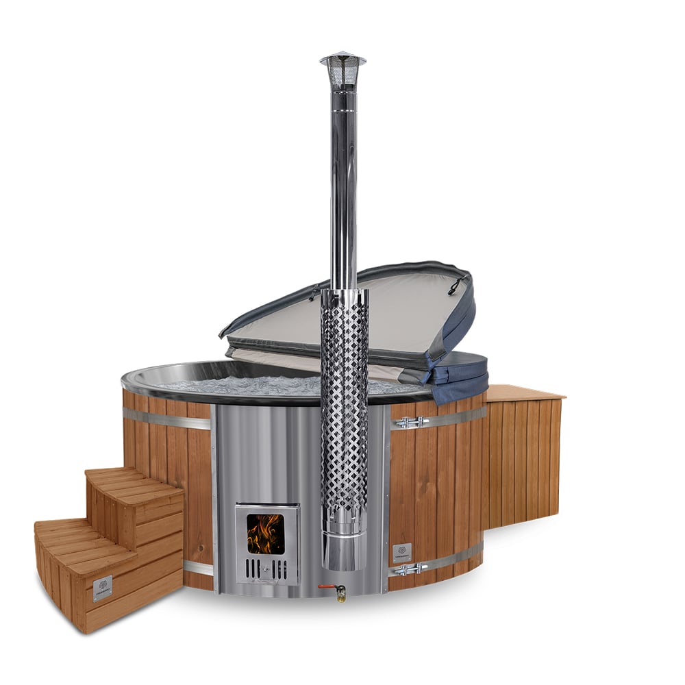 Premium Round Hot Tub with Premium Sand Filter + UV-C + 3kW | Best configuration | Marble black 4-6 | Pre-configured | Intagrated AISI 316