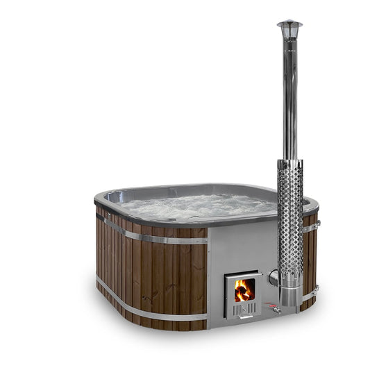 Configure Square Wood Fired Hot Tub for 4-6 Persons | Integrated Heater