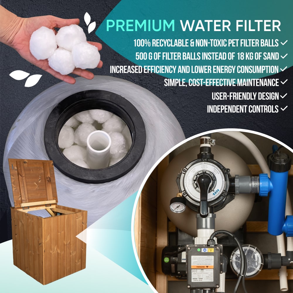 Premium Sand Filter Square Wood Fired Hot Tub | Best Configuration | External Heater
