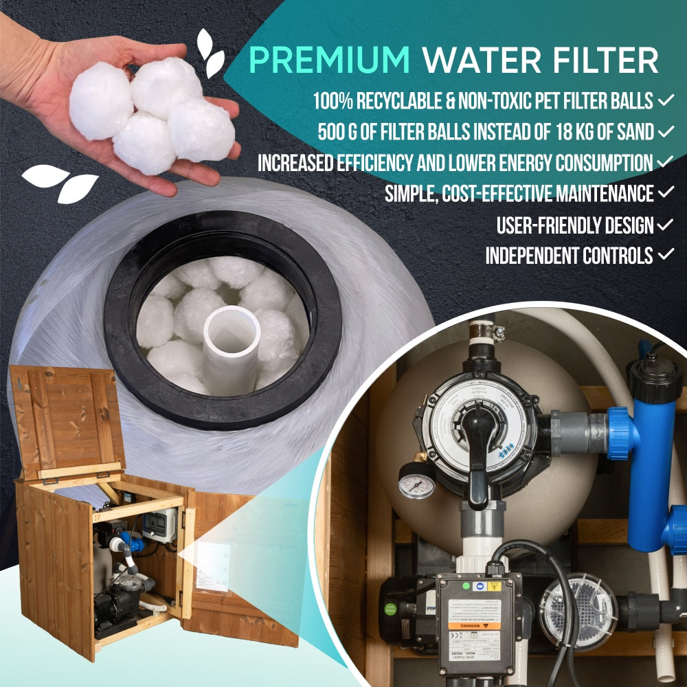 Premium Round Hot Tub with Premium Sand Filter + UV-C + 3kW | Best configuration | Marble black 4-6 | Pre-configured | Intagrated AISI 316