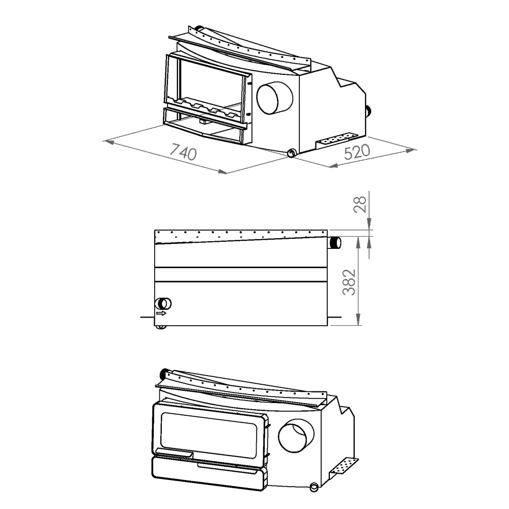 AISI 304 integrated stainless steel heater technical drawing